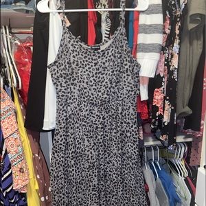 Grey chiffon leopard print dress